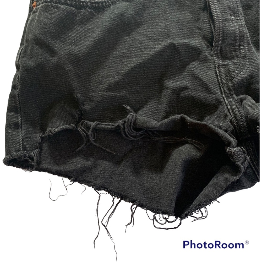 Levis 501 Black Raw Hem Jean Shorts - Picture 5 of 10
